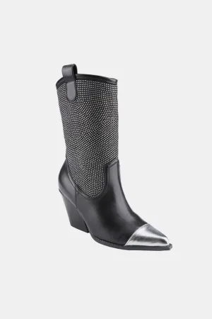 Ladies Black Western Cowboy Boots with Rhinestones
