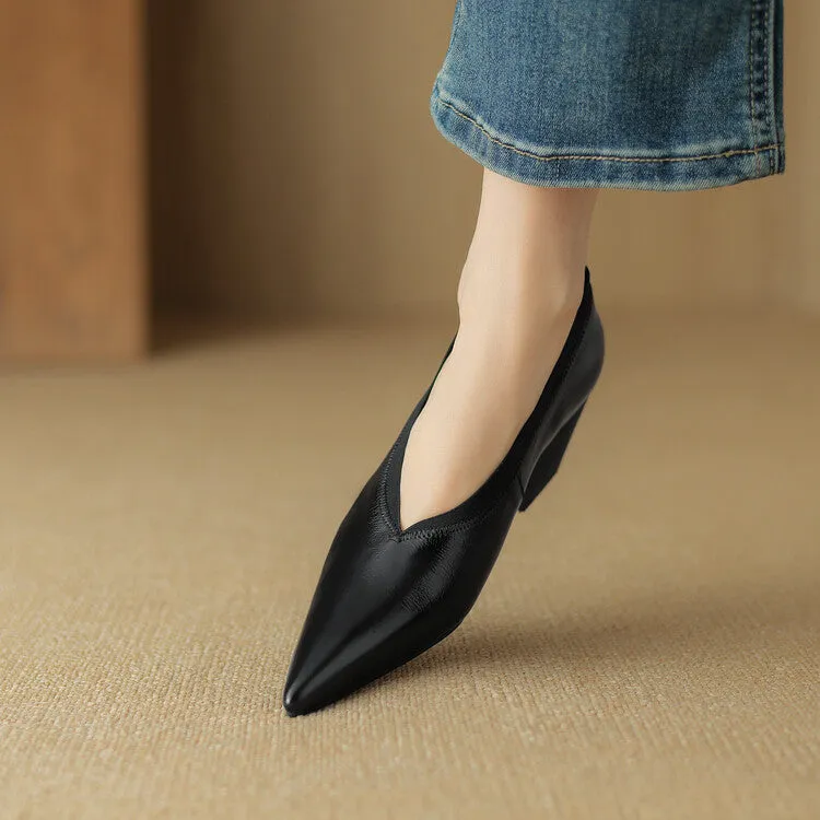 Ladies Pointed Toe Block Heel Witch Shoes