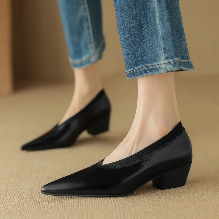 Ladies Pointed Toe Block Heel Witch Shoes