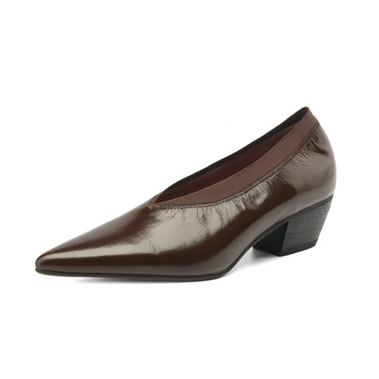 Ladies Pointed Toe Block Heel Witch Shoes
