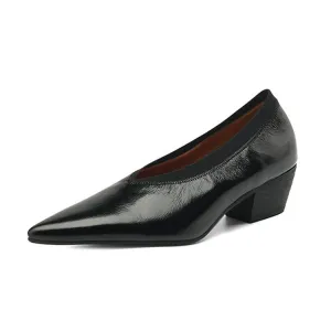 Ladies Pointed Toe Block Heel Witch Shoes