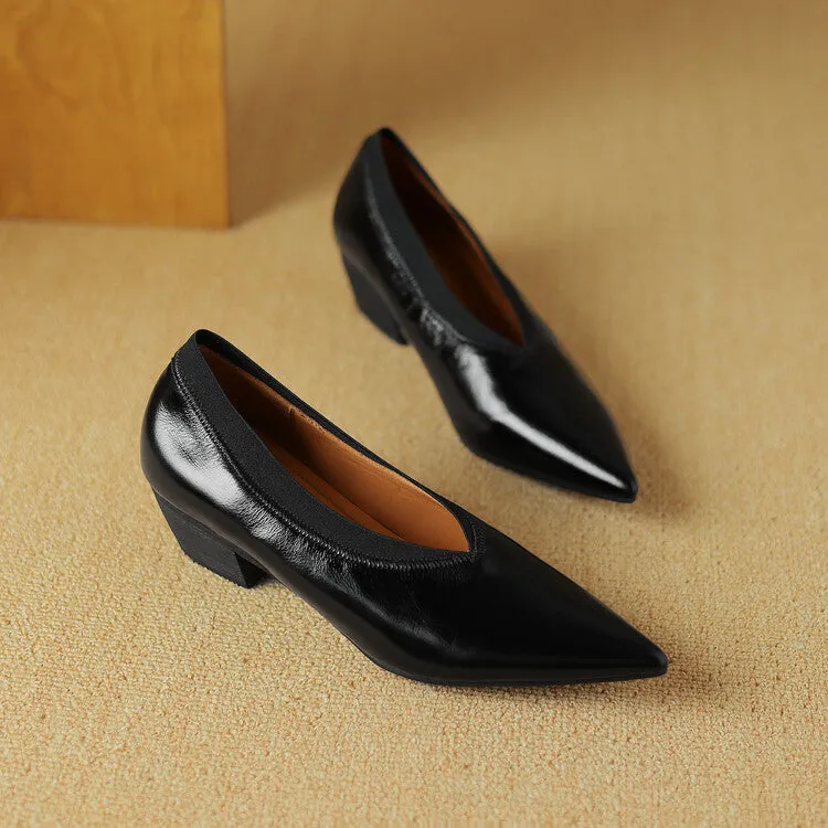 Ladies Pointed Toe Block Heel Witch Shoes