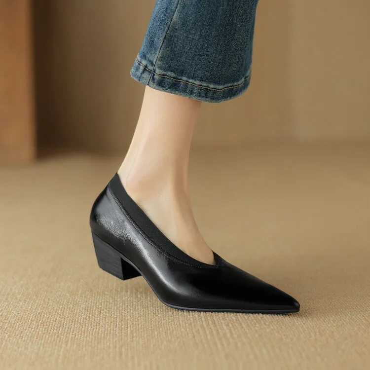Ladies Pointed Toe Block Heel Witch Shoes