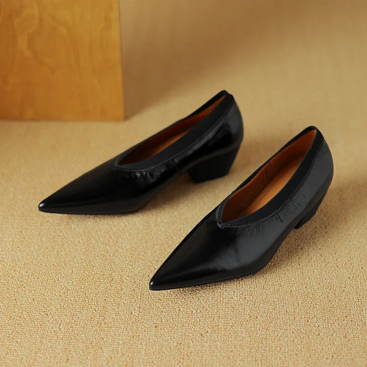 Ladies Pointed Toe Block Heel Witch Shoes