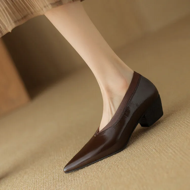 Ladies Pointed Toe Block Heel Witch Shoes