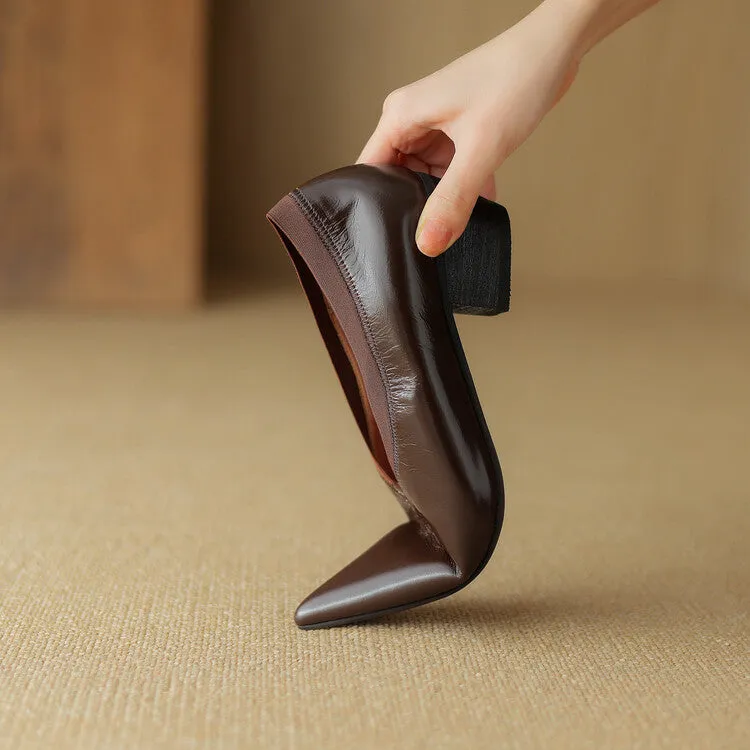Ladies Pointed Toe Block Heel Witch Shoes