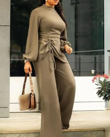 Lantern Sleeve Wide Leg Jumpsuit