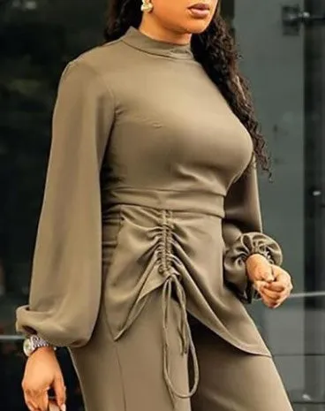 Lantern Sleeve Wide Leg Jumpsuit