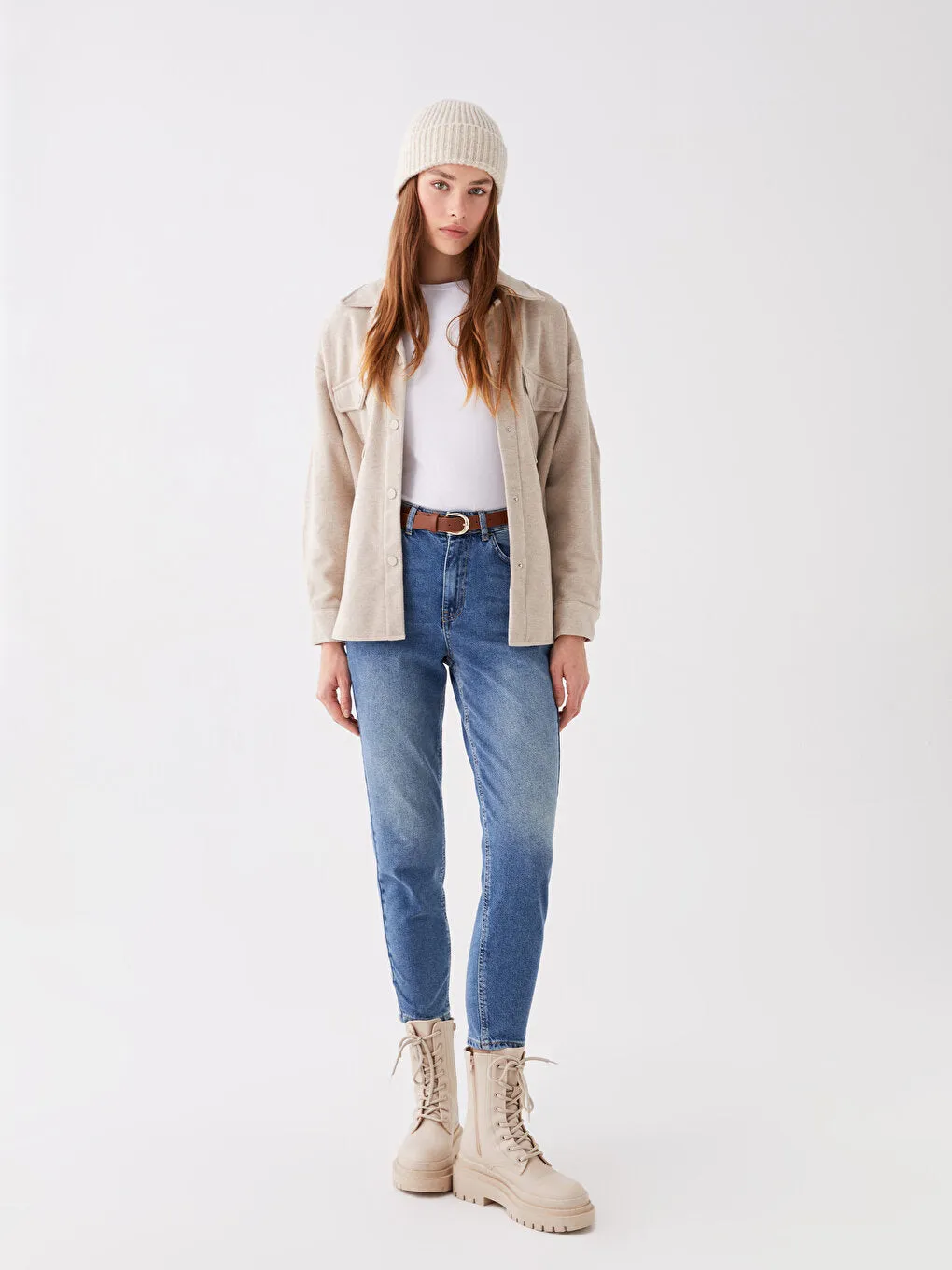 LC WAIKIKI Waist Belt Mom Fit Woman Jean Pants