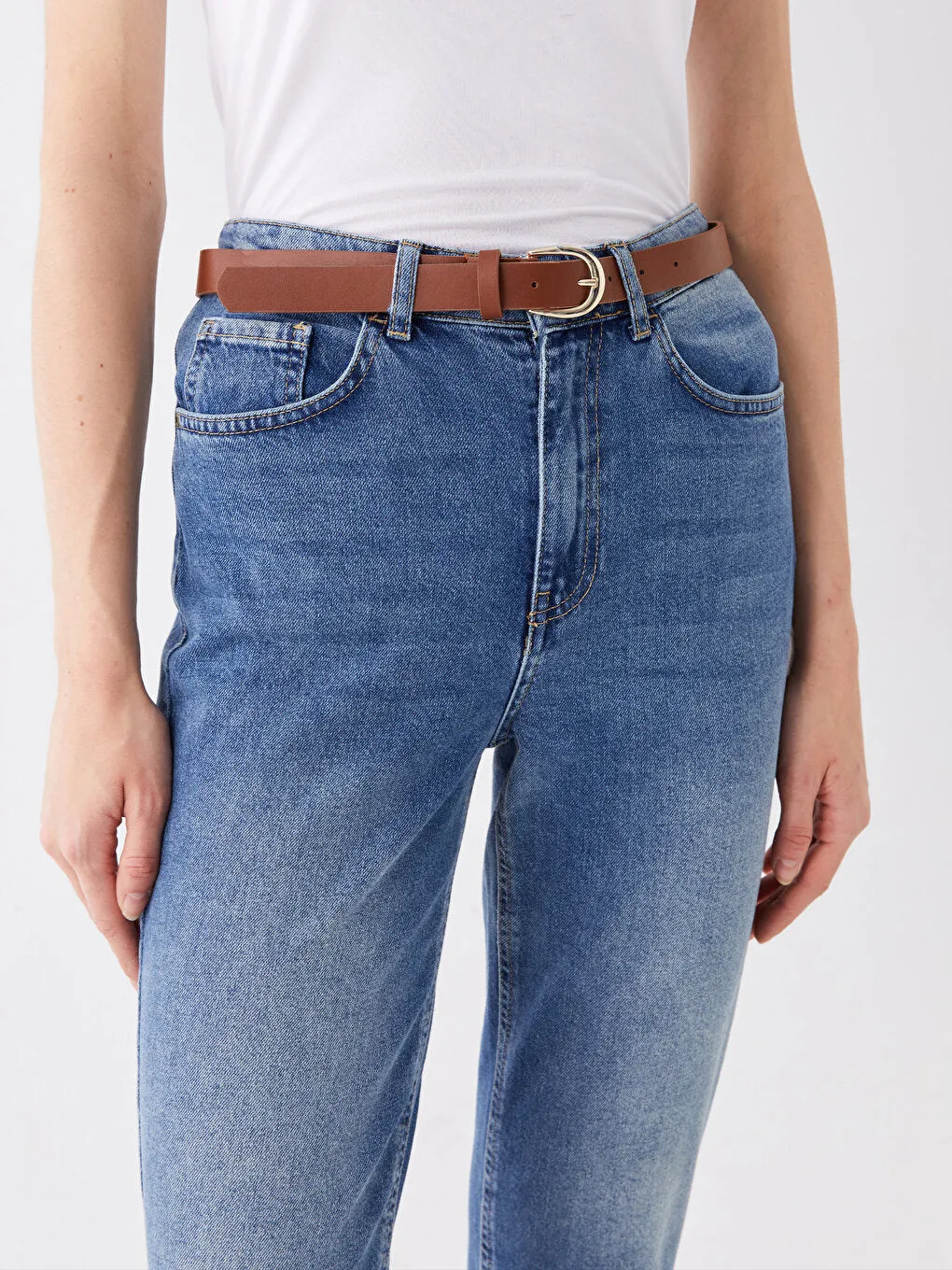 LC WAIKIKI Waist Belt Mom Fit Woman Jean Pants