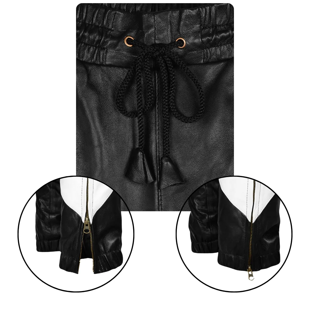 Leather black and white pant trouser