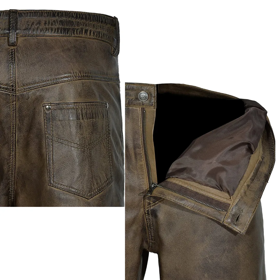 Leather Brown Laced Motorcycle Pants