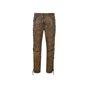 Leather Brown Laced Motorcycle Pants