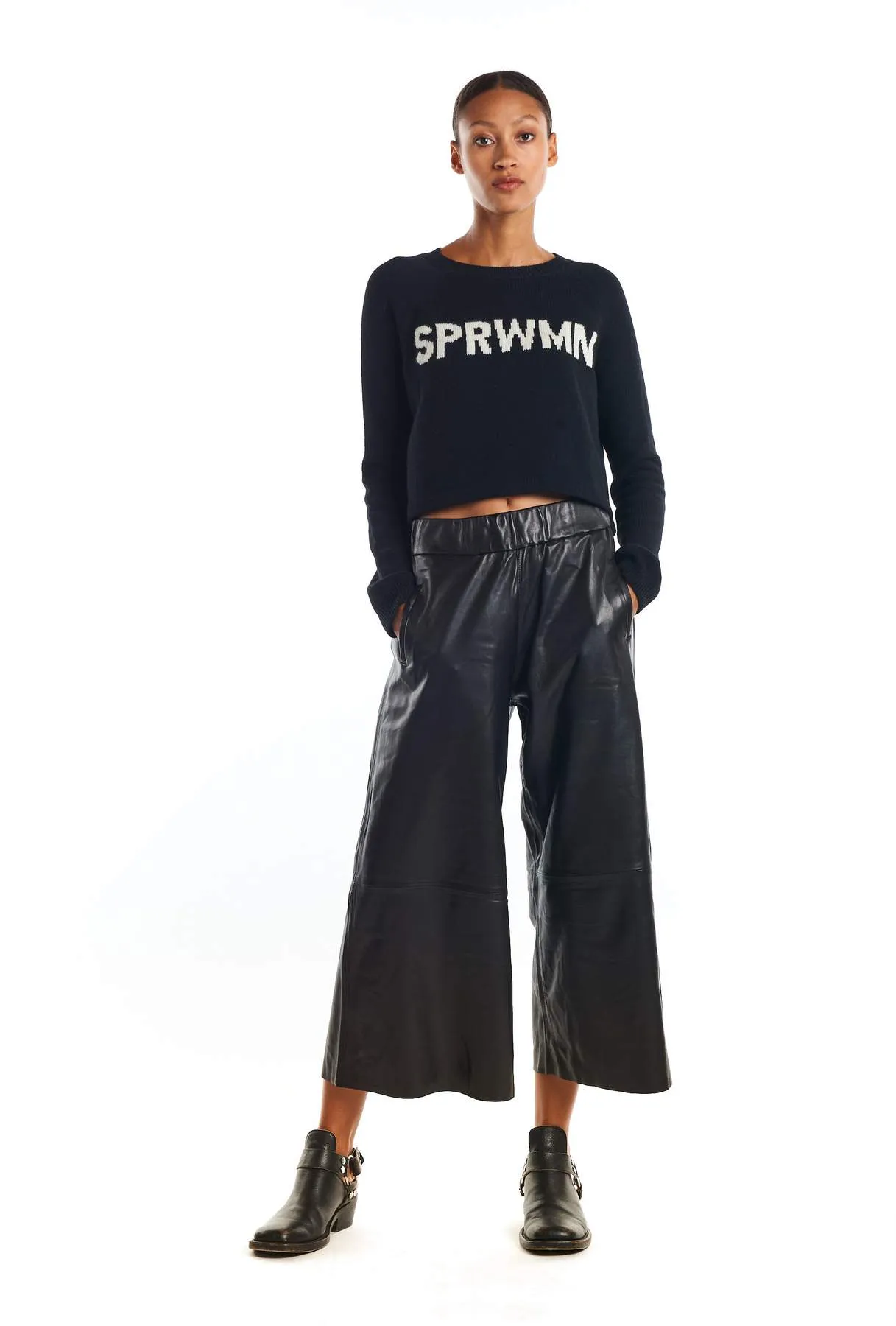Leather Culottes in Black