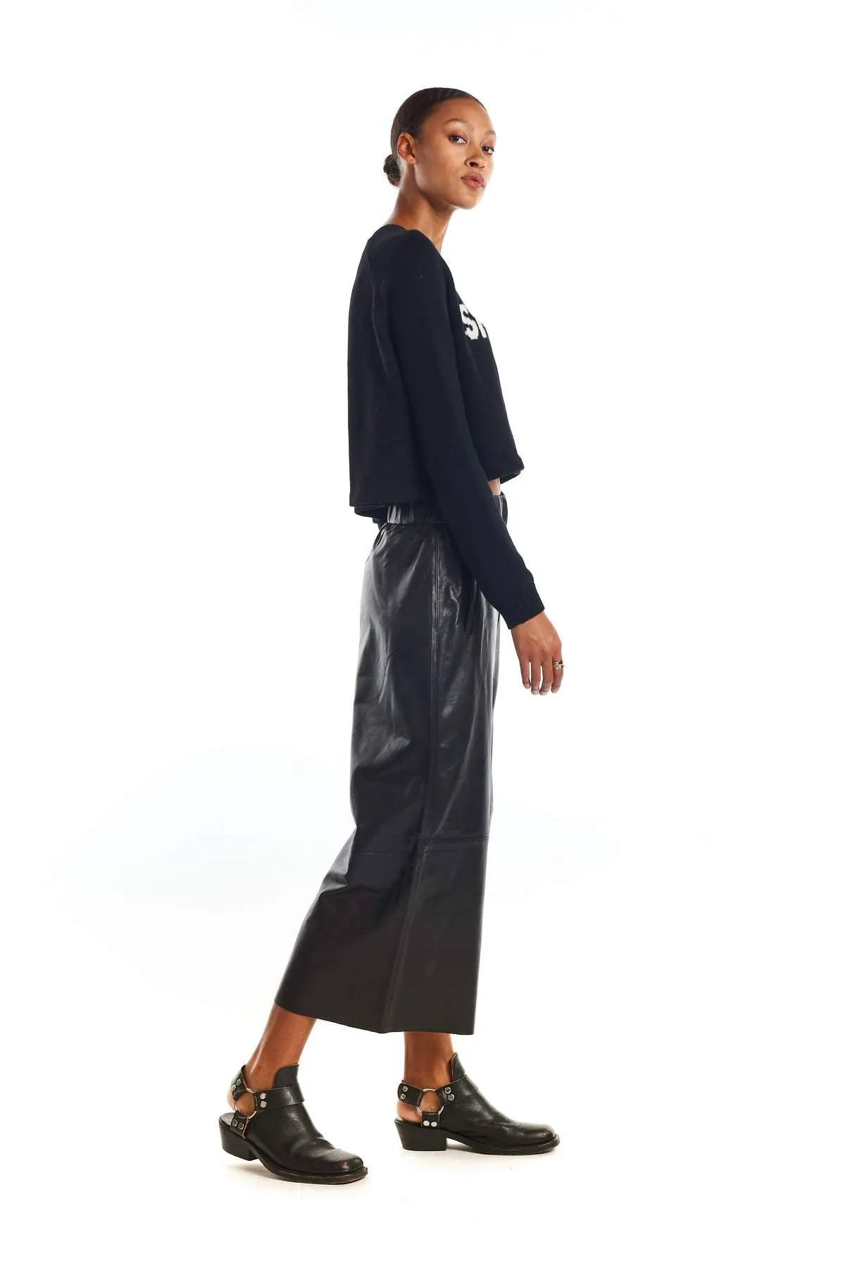 Leather Culottes in Black