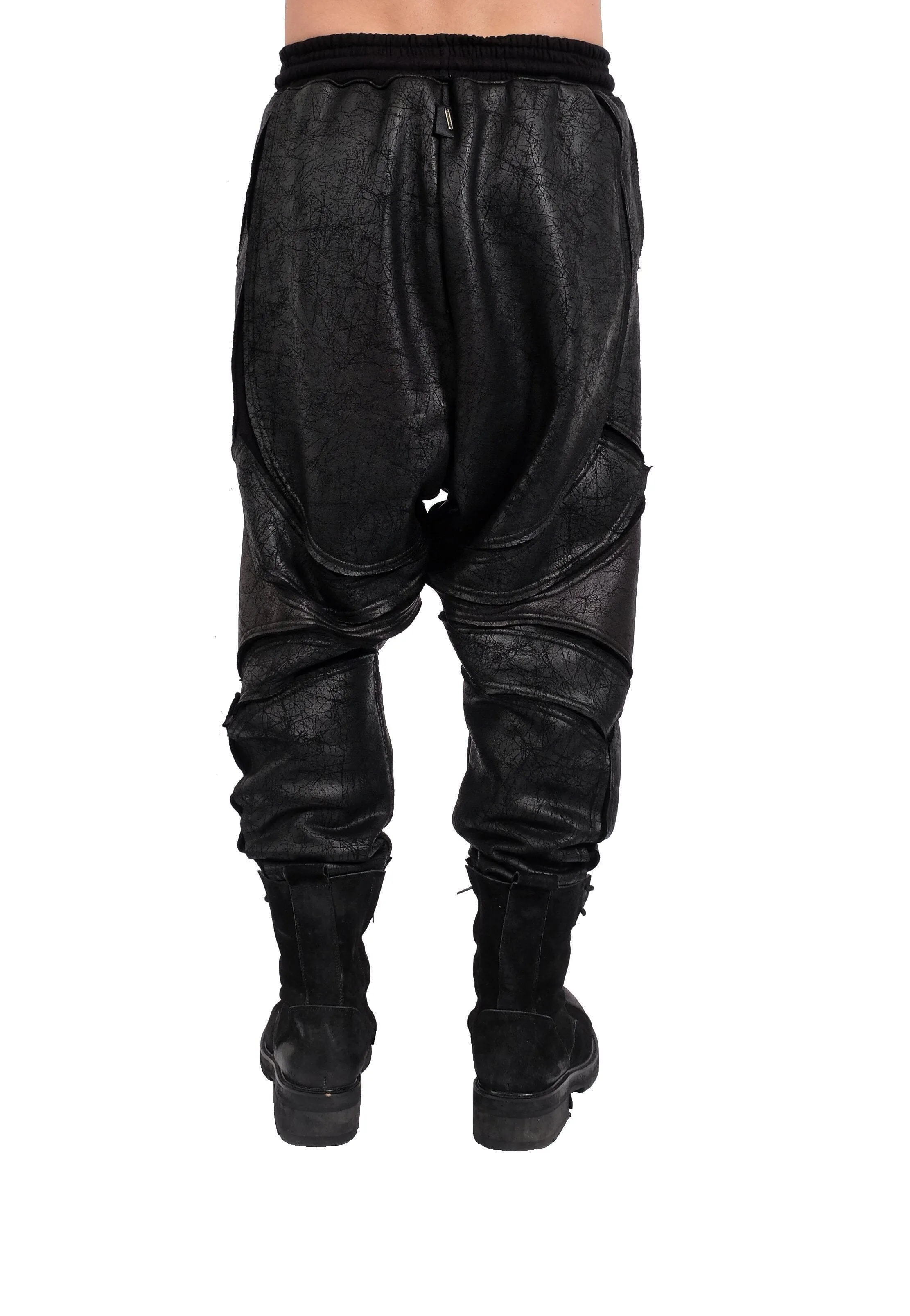 Leather Effect Drop Crotch Pants
