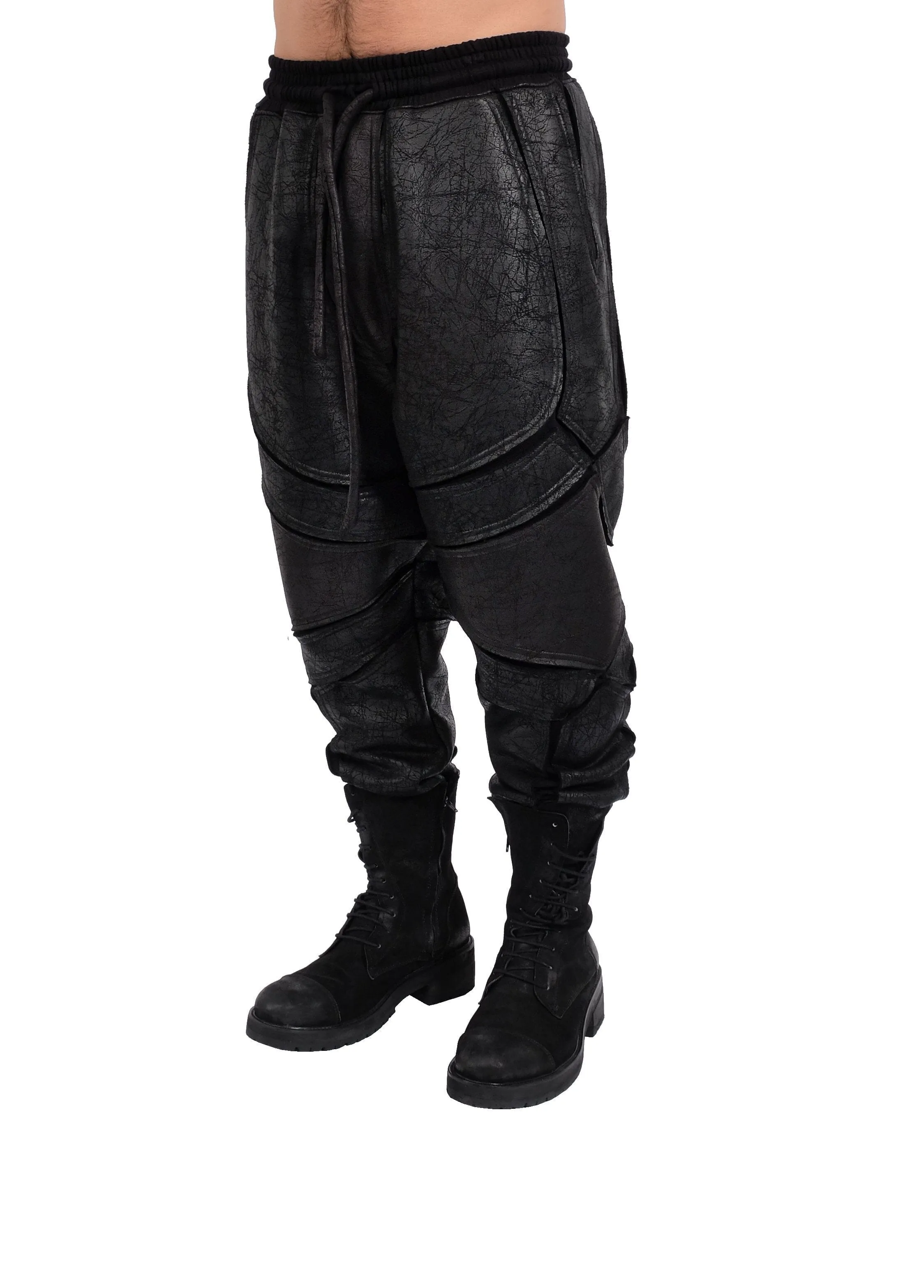 Leather Effect Drop Crotch Pants