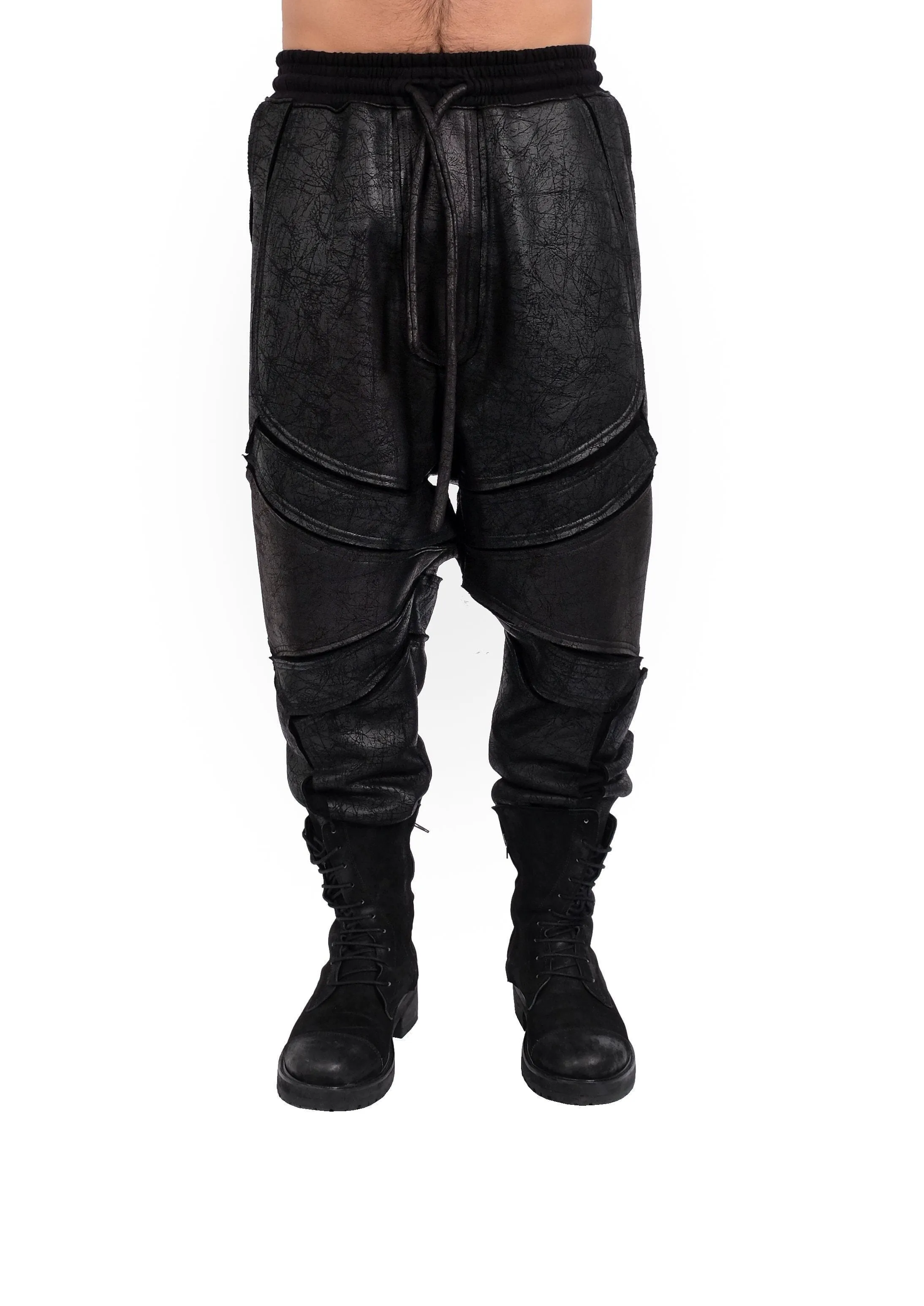 Leather Effect Drop Crotch Pants