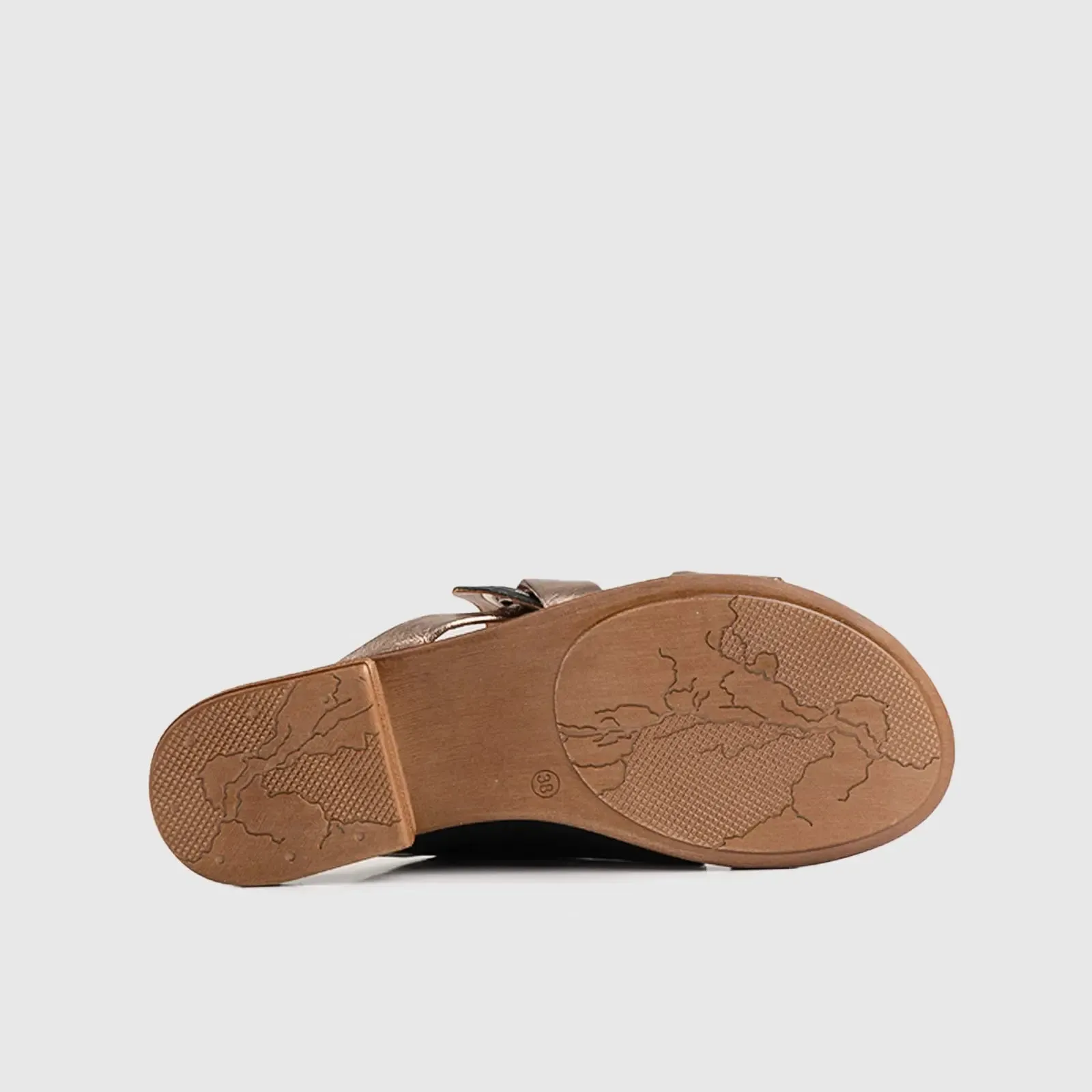 Leather Flat Comfort Sandals Black/Bronze 8623