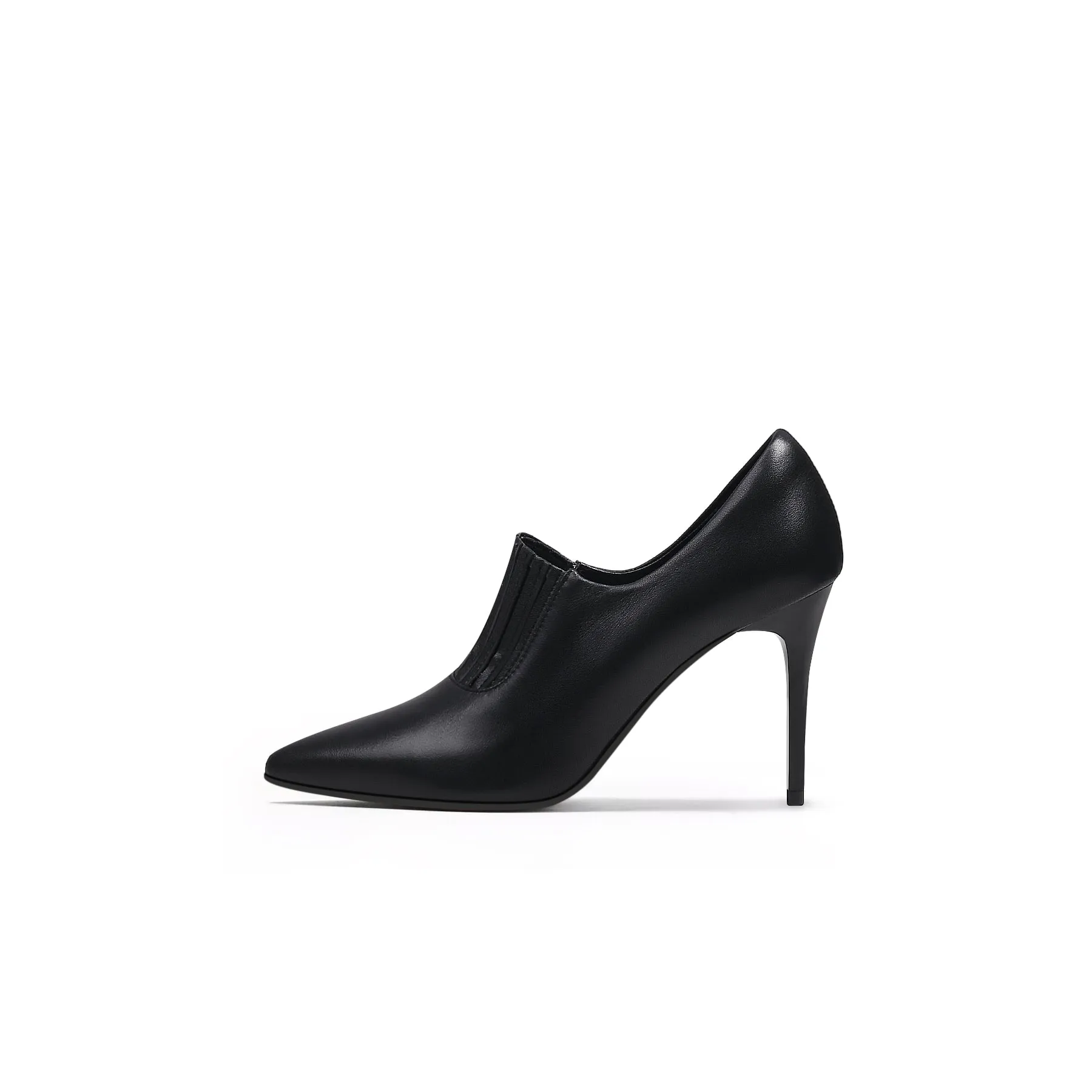 Leather Stiletto Heel Pump - Black