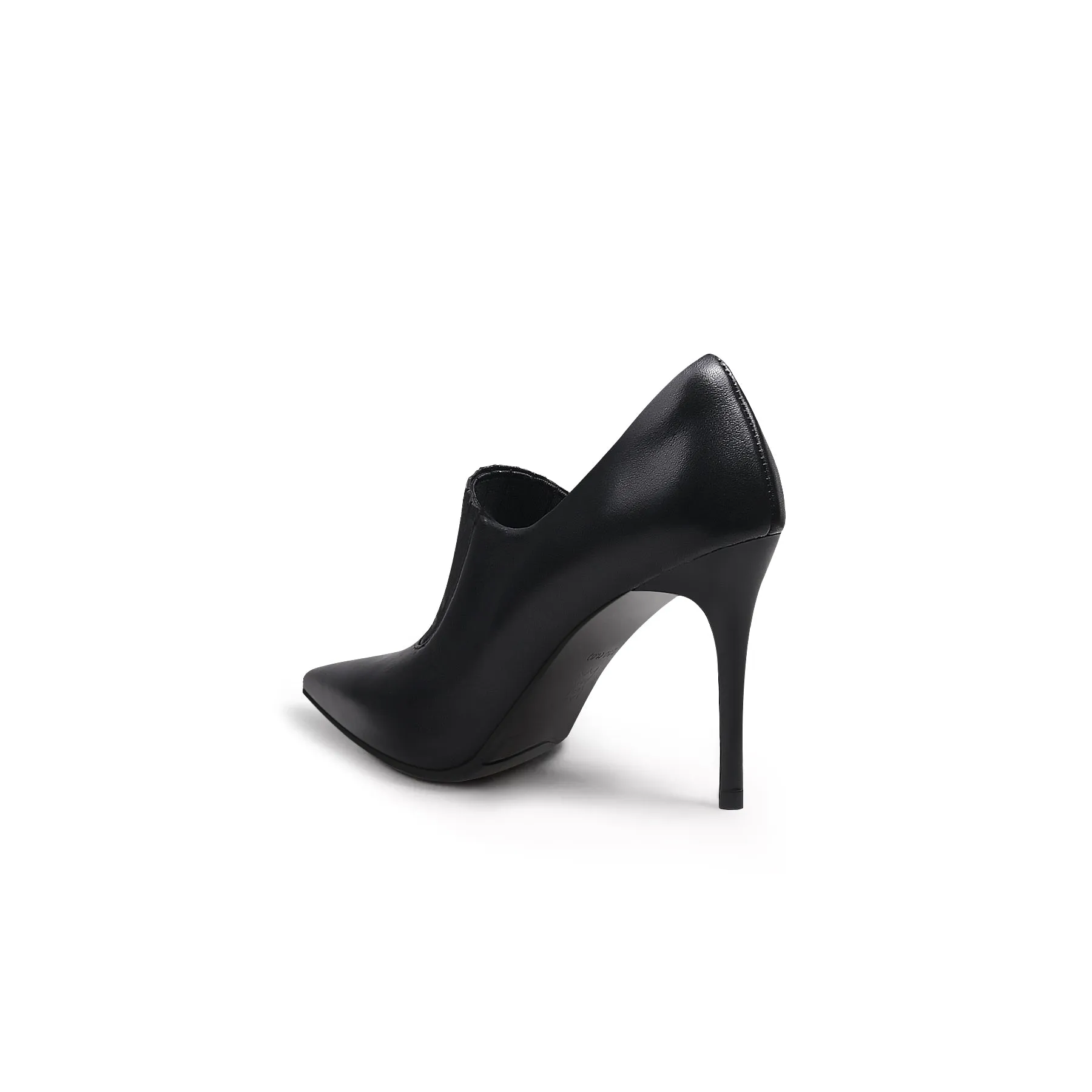 Leather Stiletto Heel Pump - Black