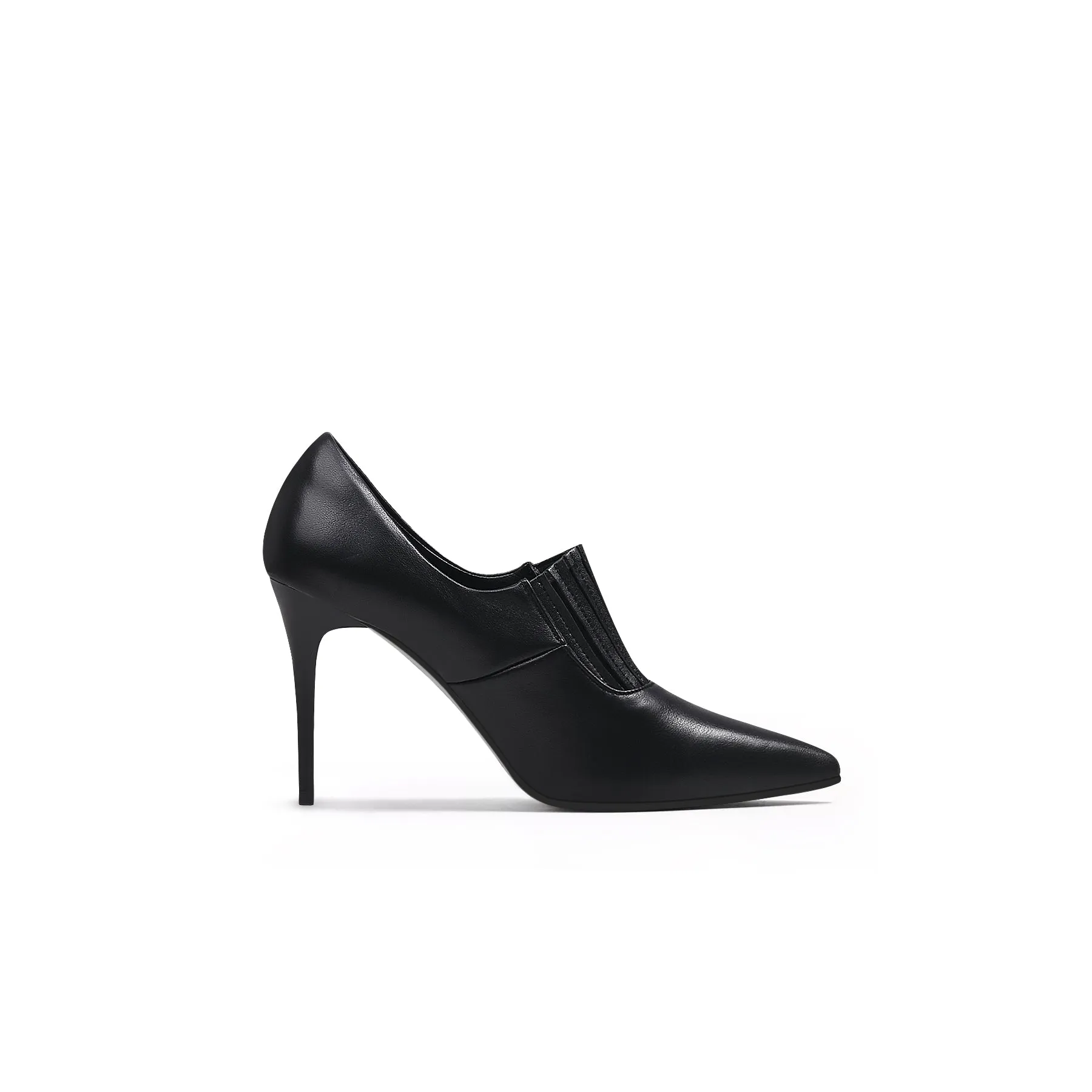 Leather Stiletto Heel Pump - Black