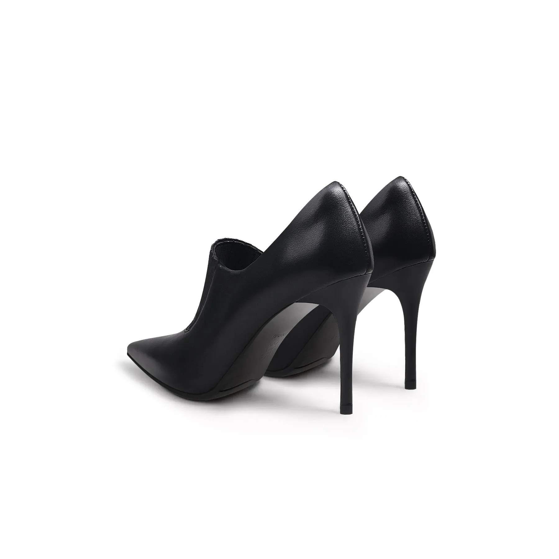Leather Stiletto Heel Pump - Black