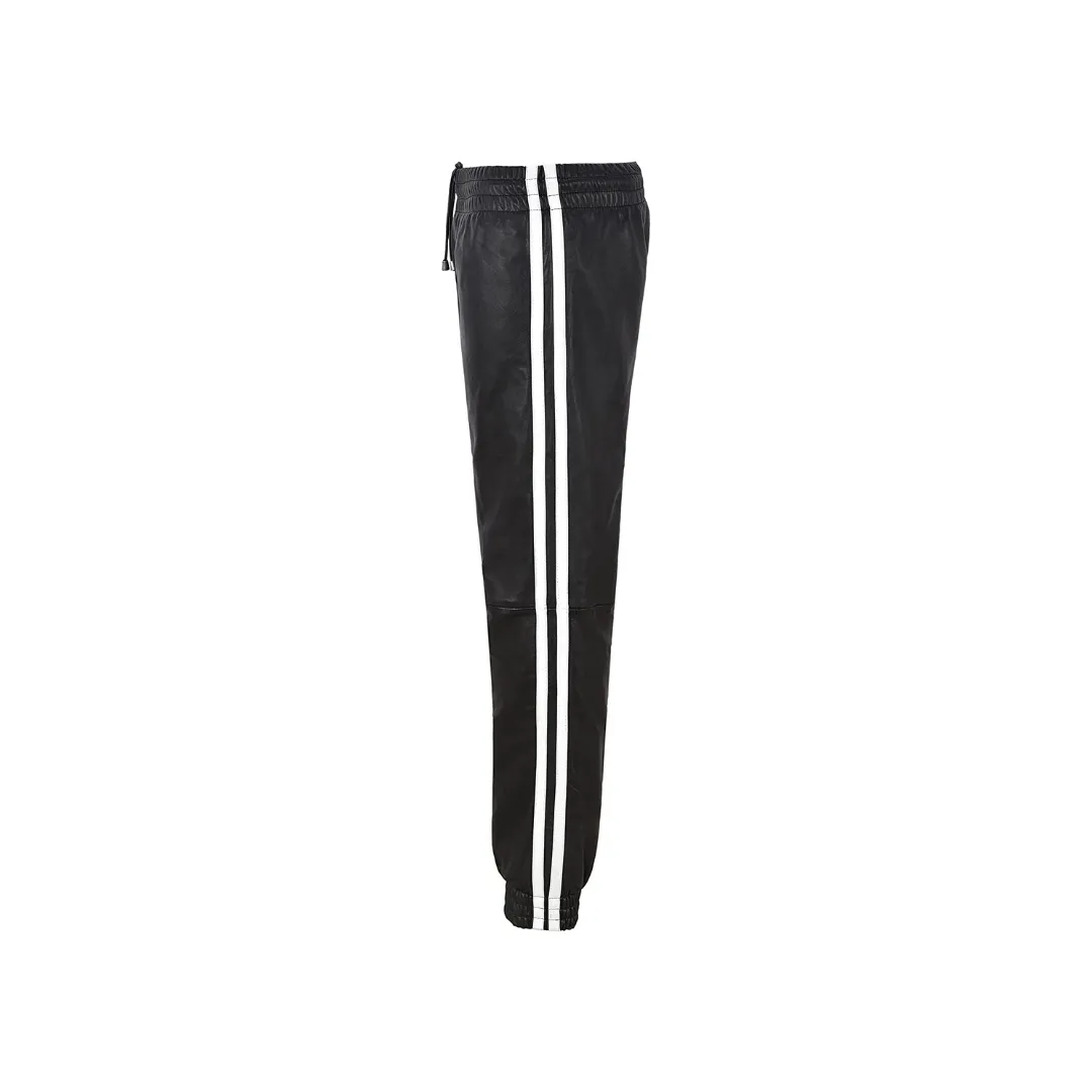Leather Trouser Black with White Straps