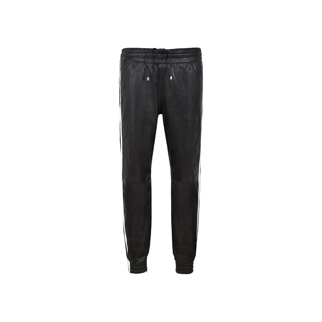 Leather Trouser Black with White Straps