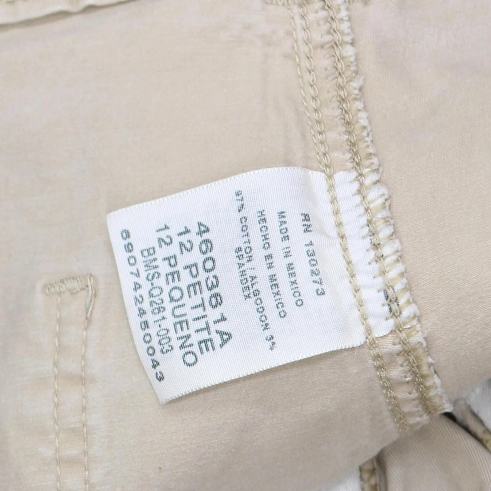Lee Womens Classic Fit Straight Leg Khaki Stretch Pants Beige Brown 12 Petite