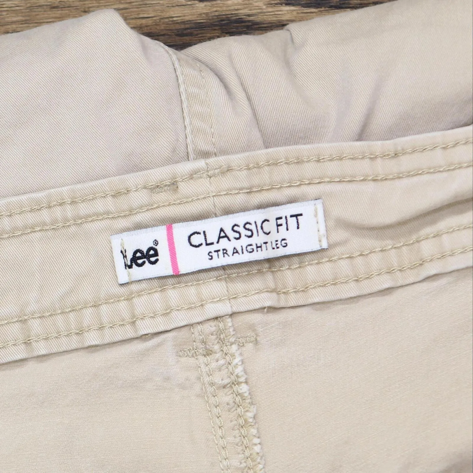 Lee Womens Classic Fit Straight Leg Khaki Stretch Pants Beige Brown 12 Petite