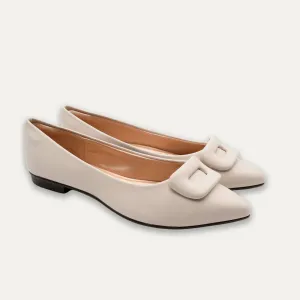 Lia Off-White Pointed Toe Flats