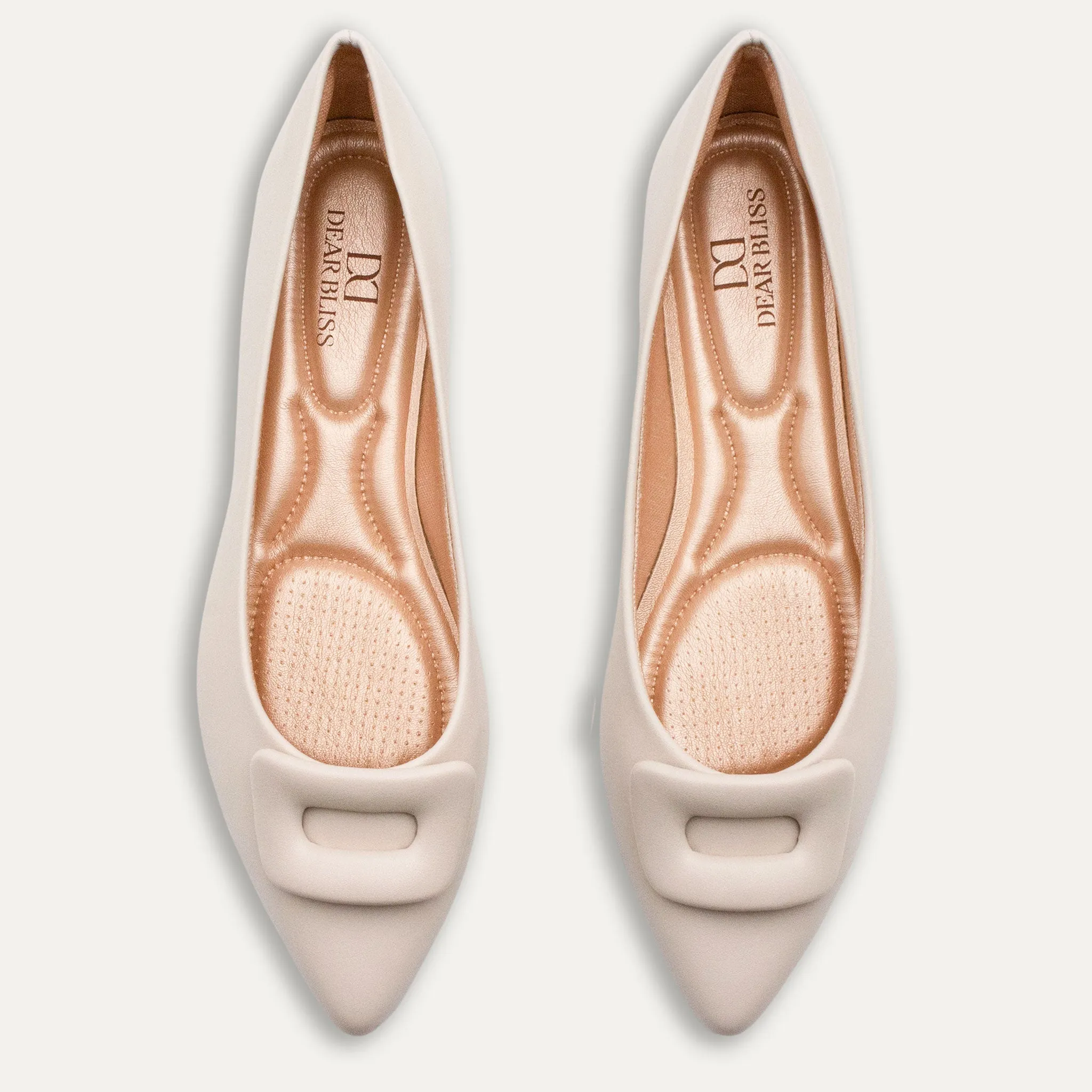 Lia Off-White Pointed Toe Flats