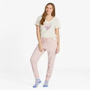 Life is Good Women's Scattered Hearts Pattern Snuggle Up Sleep Jogger