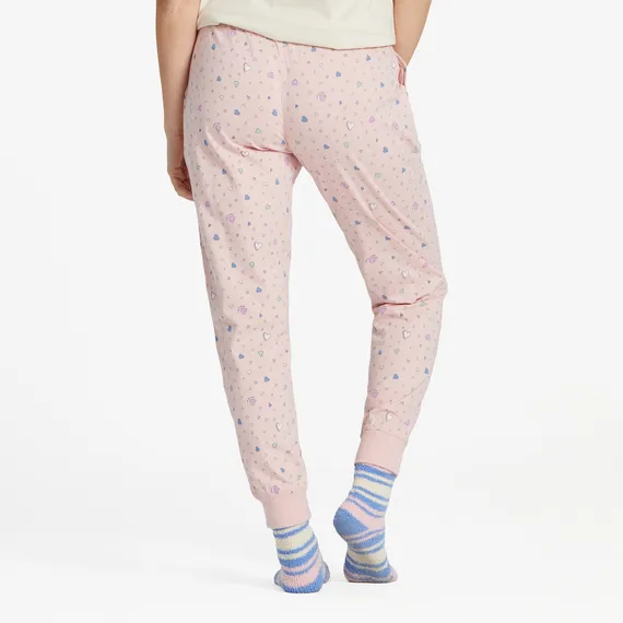 Life is Good Women's Scattered Hearts Pattern Snuggle Up Sleep Jogger