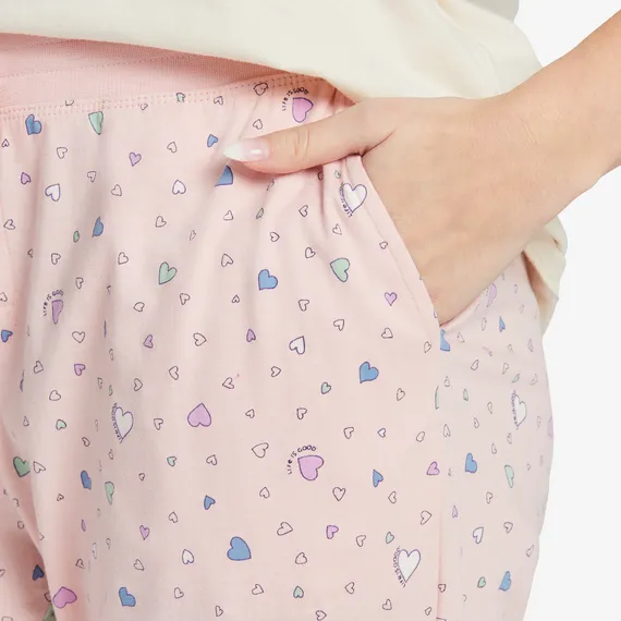 Life is Good Women's Scattered Hearts Pattern Snuggle Up Sleep Jogger