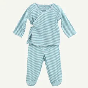 Light Teal Mini Stripe 2-Piece Kimono Set