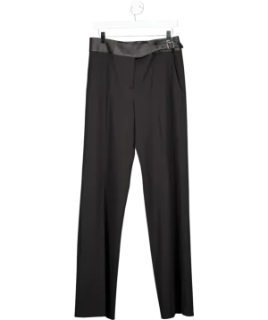 Liviana Conti Black Trousers With Eco-leather Waistband UK 12