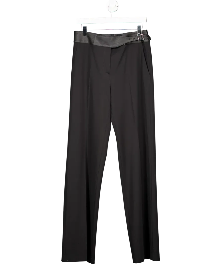 Liviana Conti Black Trousers With Eco-leather Waistband UK 12