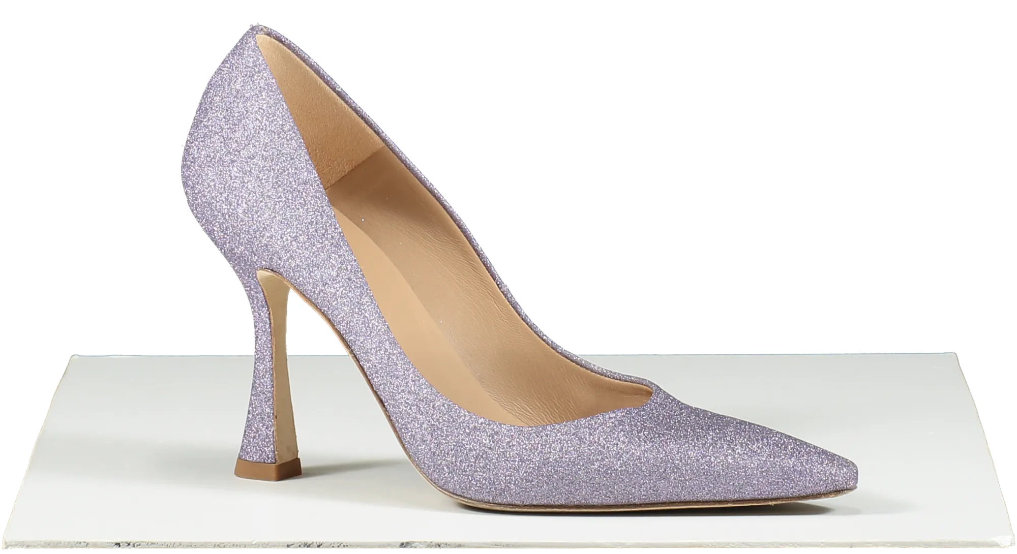 L.K.Bennett Purple Dazzle Lilac Glitter Fabric Flared Heel Courts UK 7 EU 40 👠