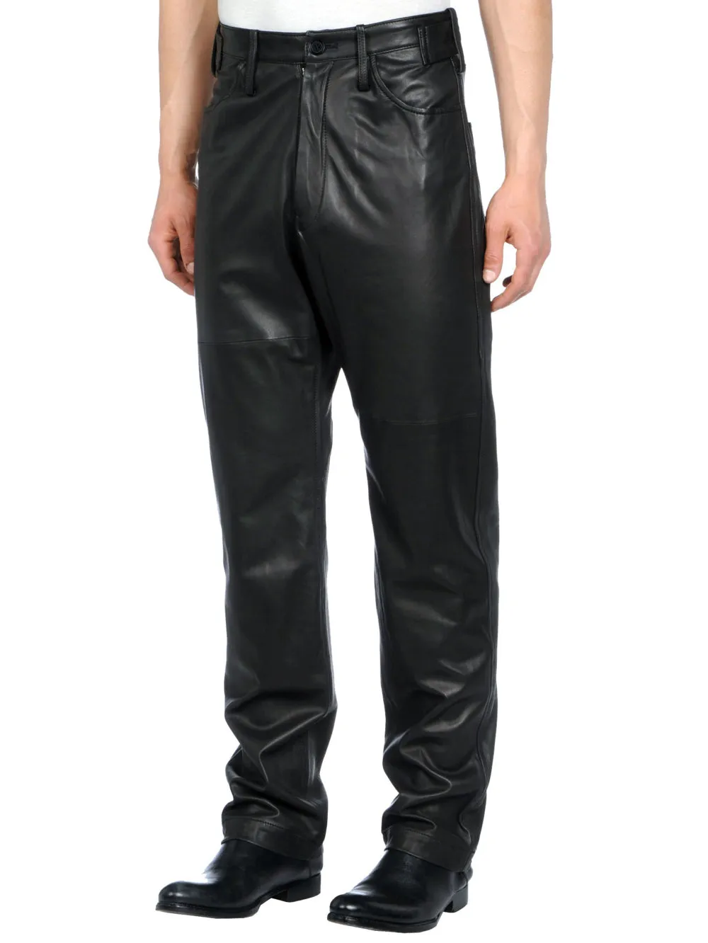 Loose-Fit Relaxed Genuine Leather Pants for Men