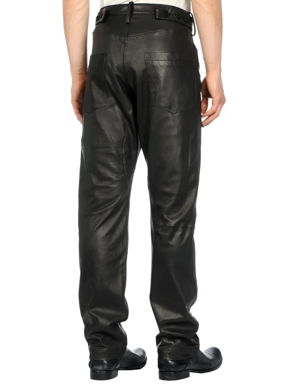 Loose-Fit Relaxed Genuine Leather Pants for Men