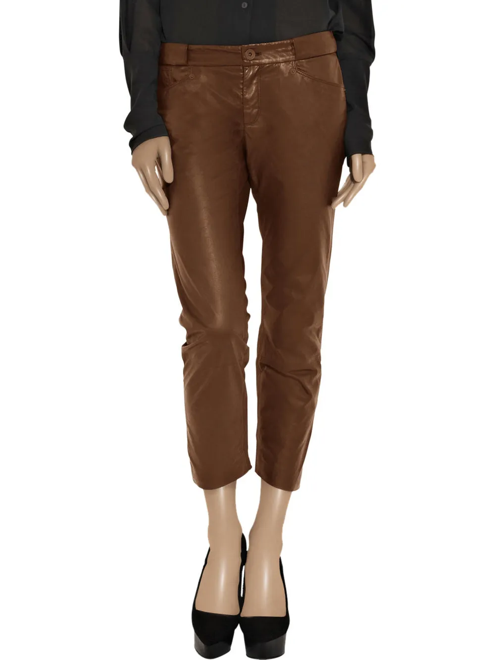 Loose Straight Leather Pants