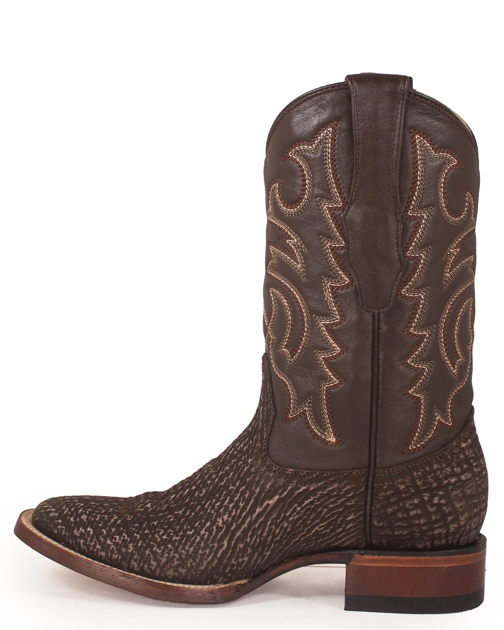 Los Altos Rustic Brown Shark Skin Western Boots