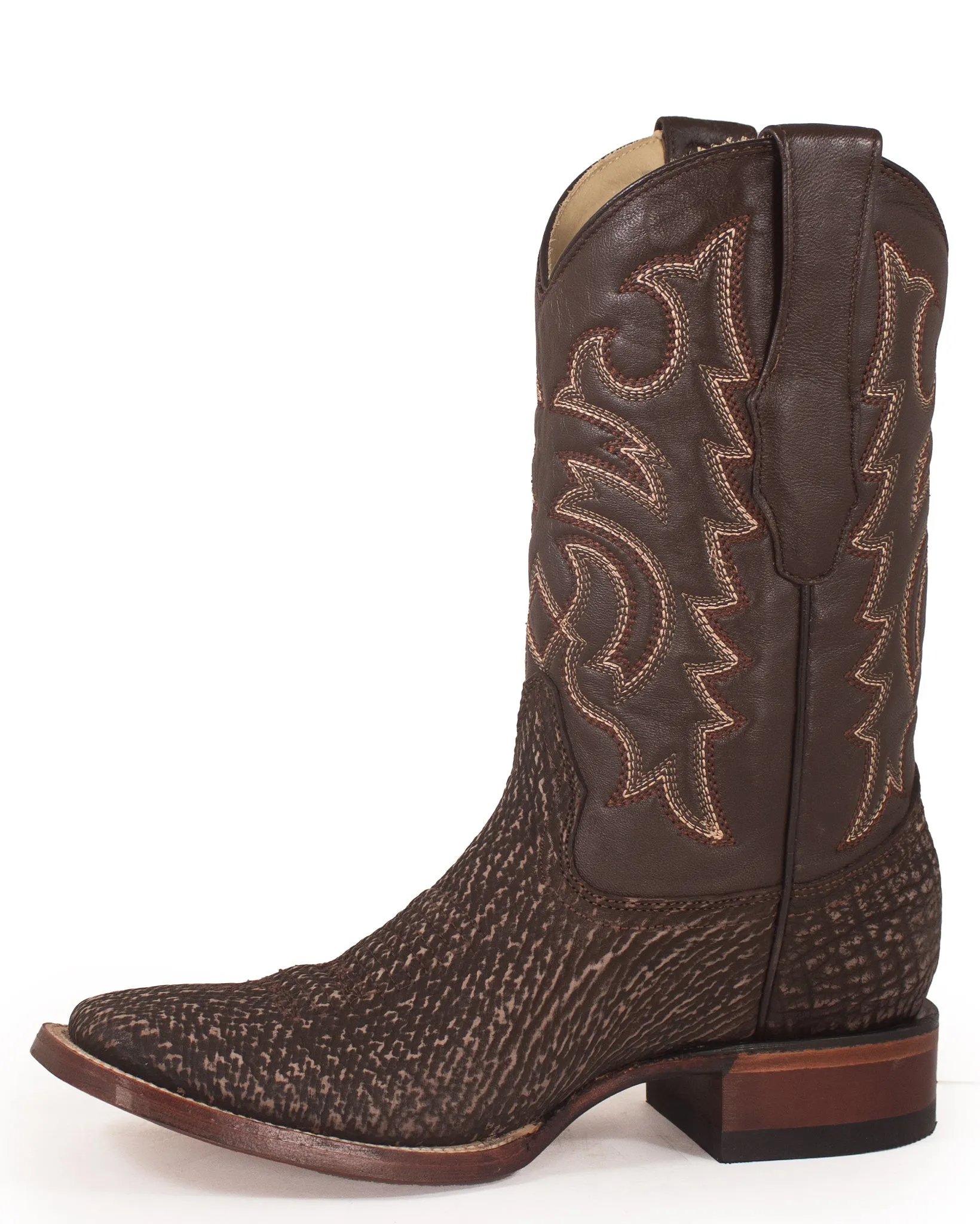 Los Altos Rustic Brown Shark Skin Western Boots