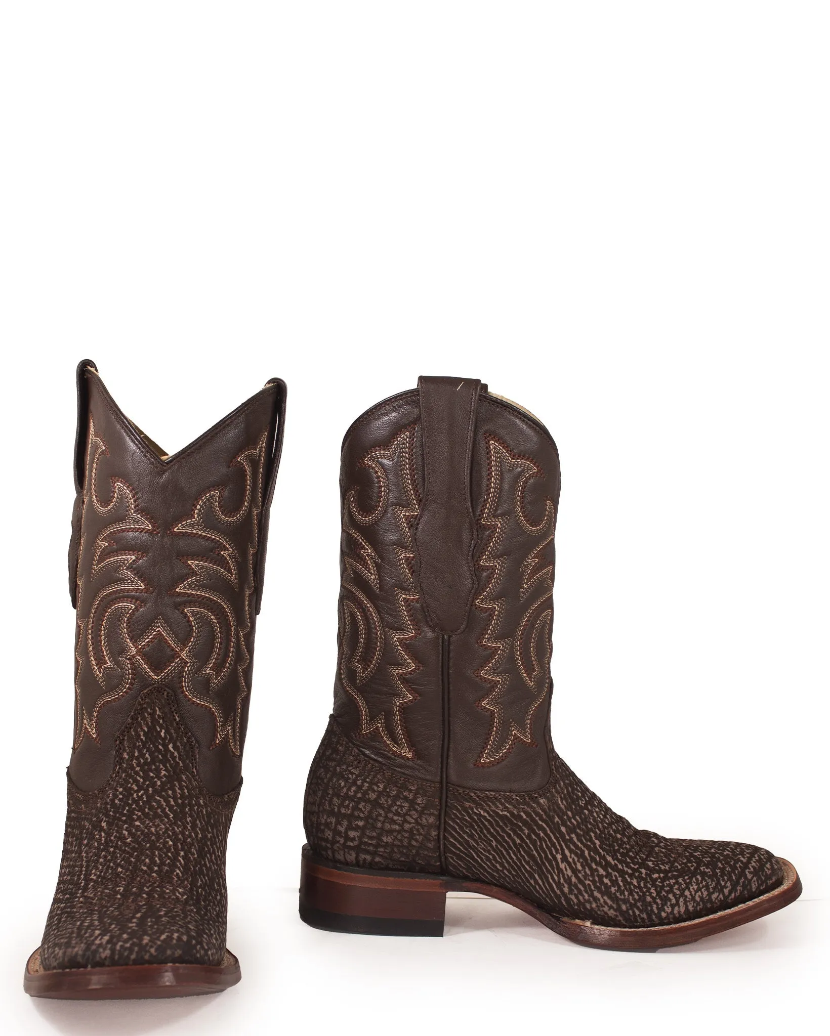 Los Altos Rustic Brown Shark Skin Western Boots