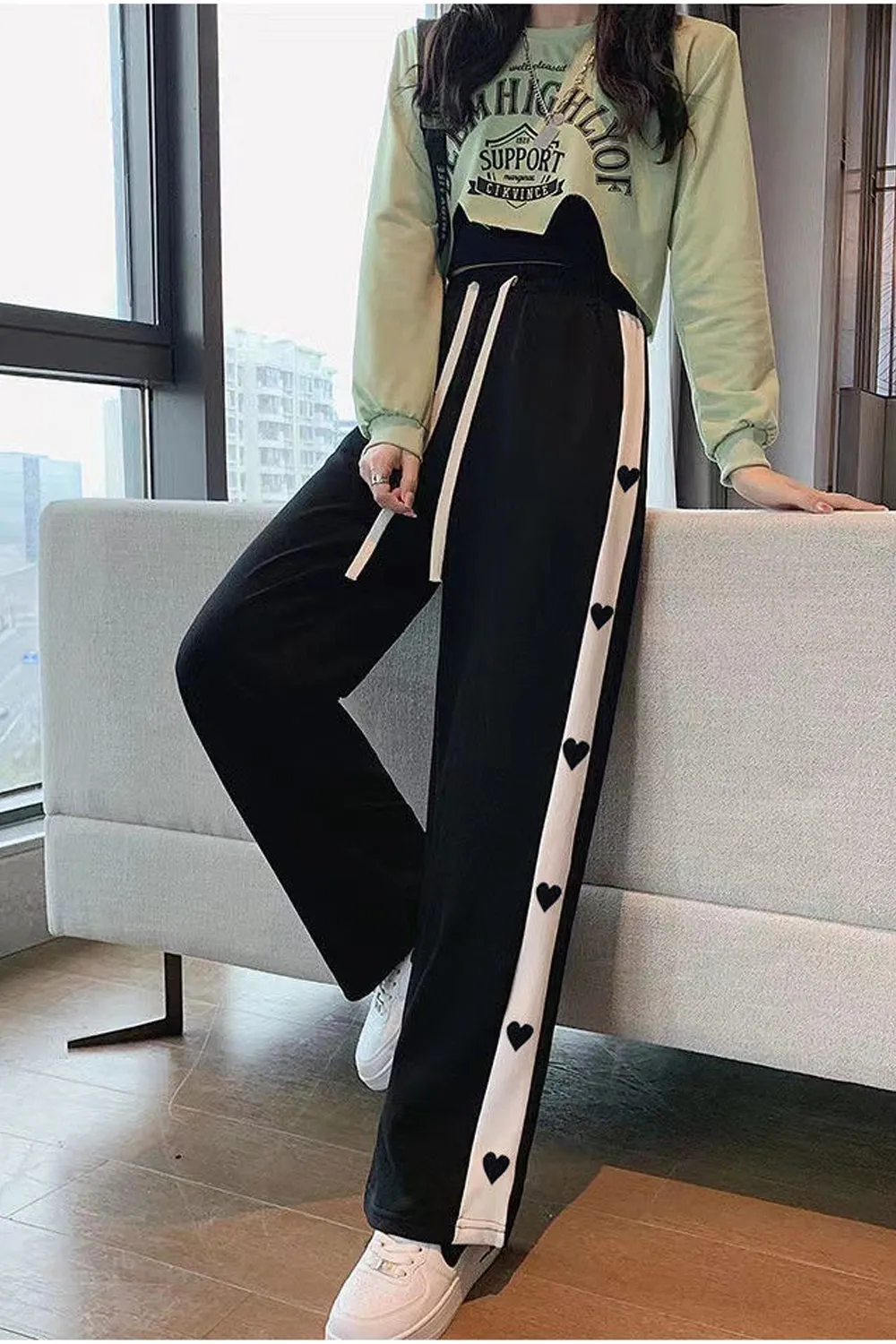 Love Side Pattern Casual Long Sweatpants