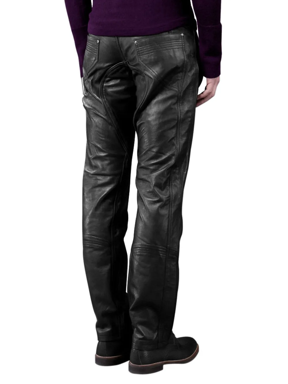 Low Cut Trendy Genuine Leather Pants for Men