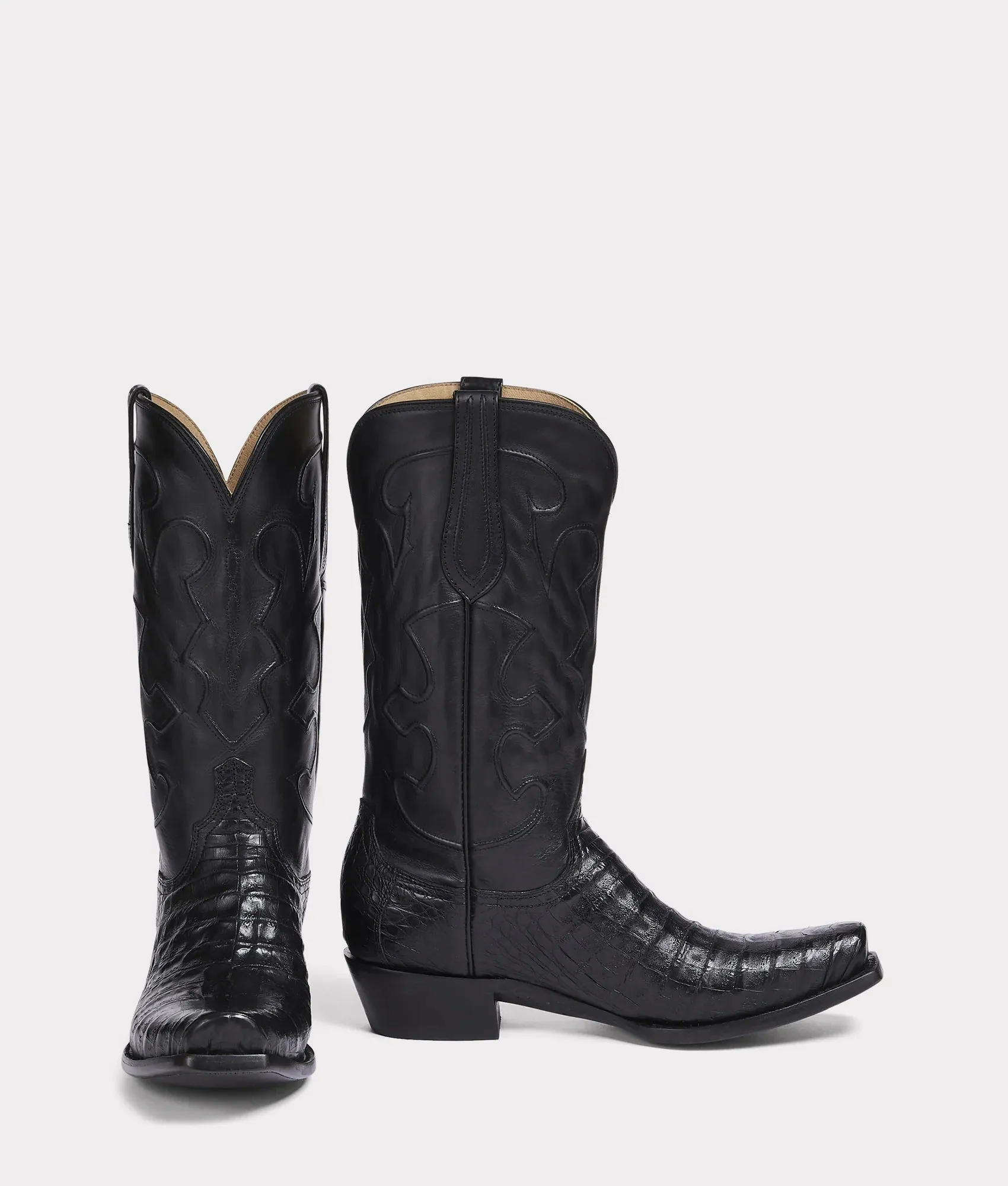 Lucchese Men's Charles Ultra Belly Caiman Black Boots