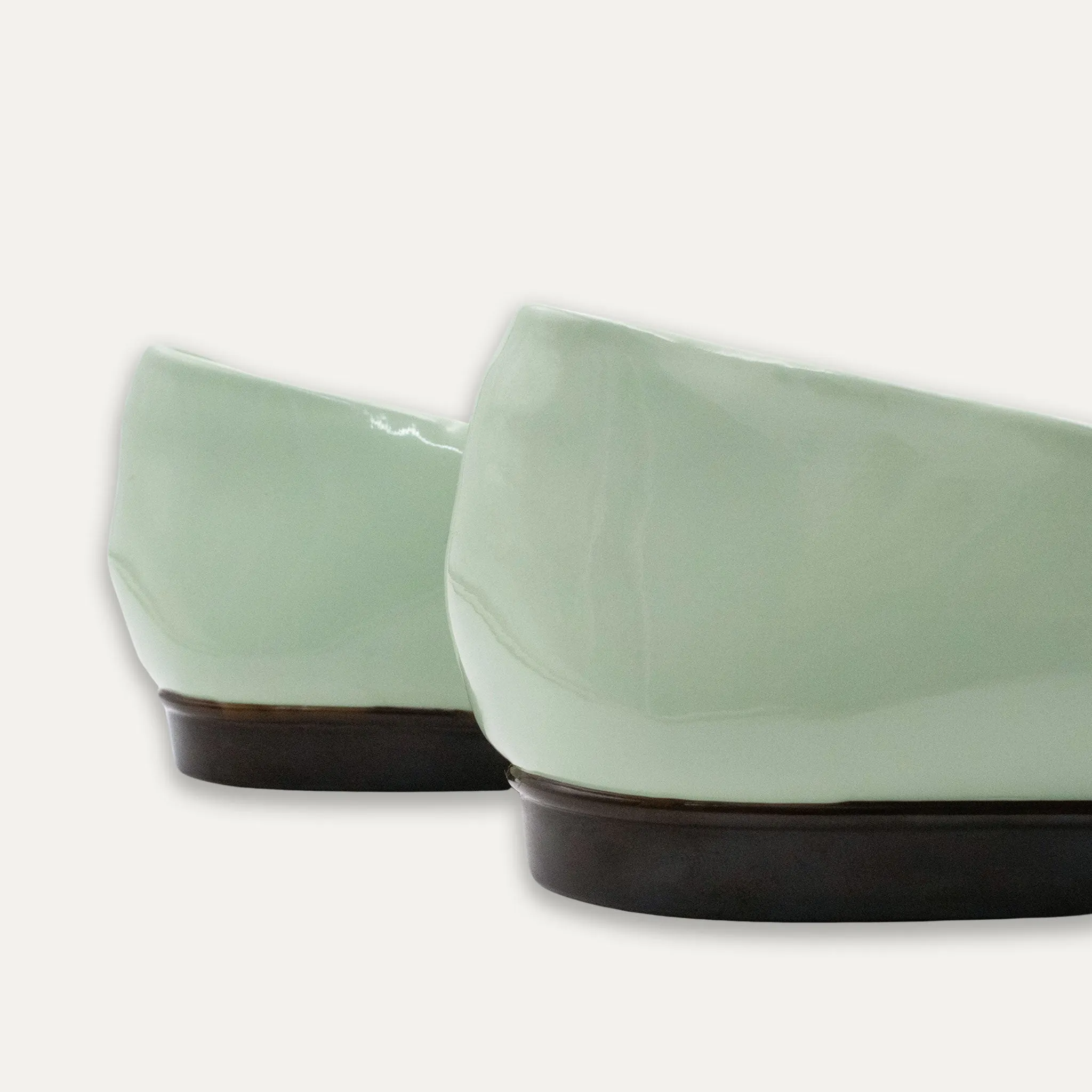 Luciana Crystal Bow Matcha Pointed Toe Flats